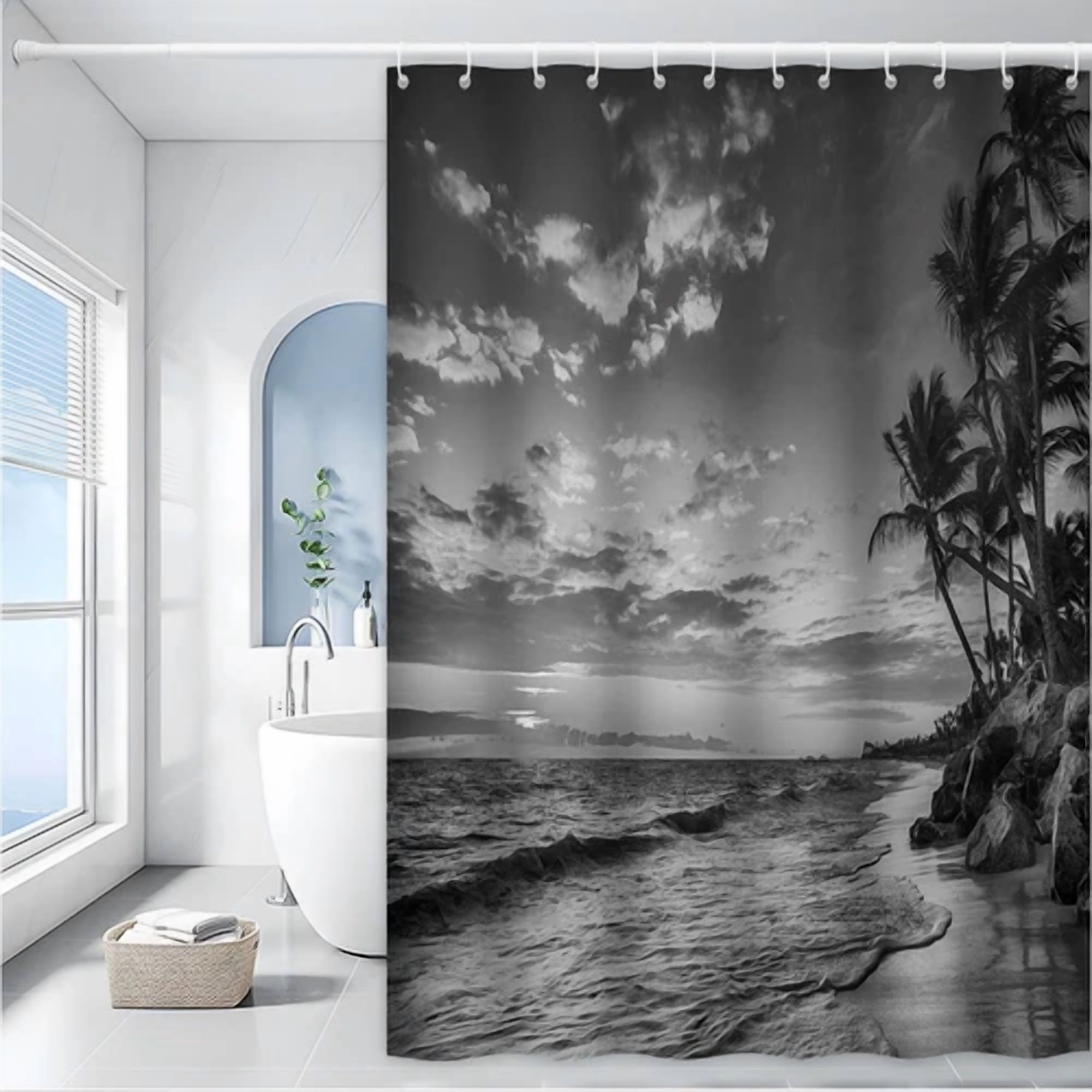 BUTTERFLY- 1Pc Shower Curtain -Polyester Fabric- 70.8X70.8 Inches With Hooks-6933A