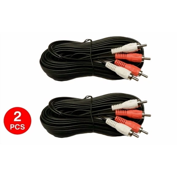 BUTTERFLY- 2 Pack 25Ft 2 Rca Male To 2 Rca Male Audio Patch Cord Cable 25' Foot 2 Pcs