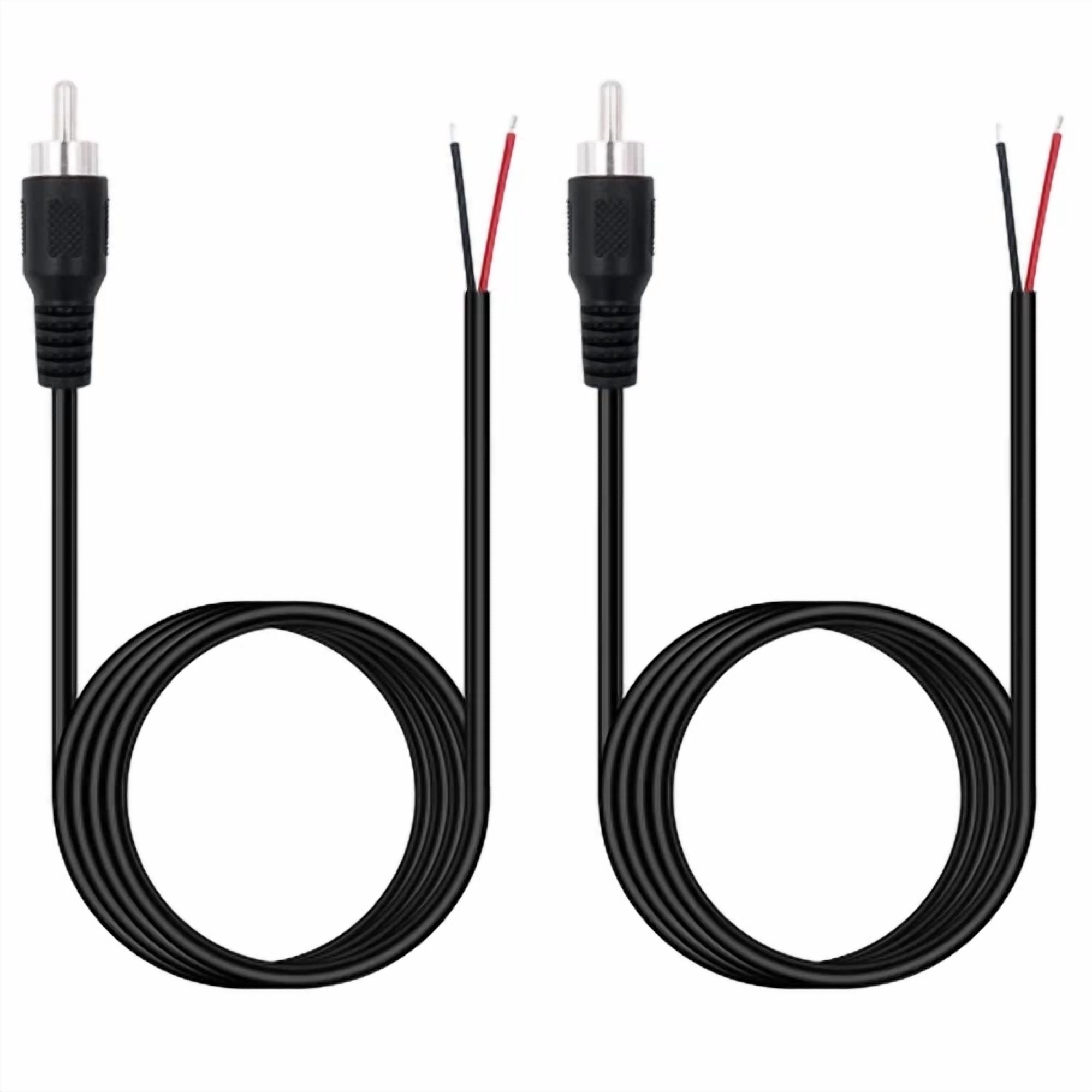 BUTTERFLY- 2 Pack 6 Ft Speaker Wire Rca Male Plug Jack Connector To Bare Wire Open