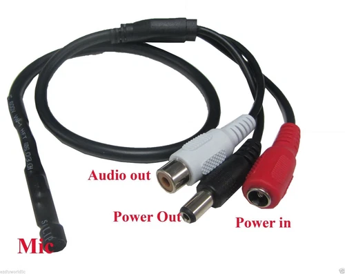 BUTTERFLY- 2 Pack High Sensitive Audio Mic Microphone For Cctv Security Camera Power Cable