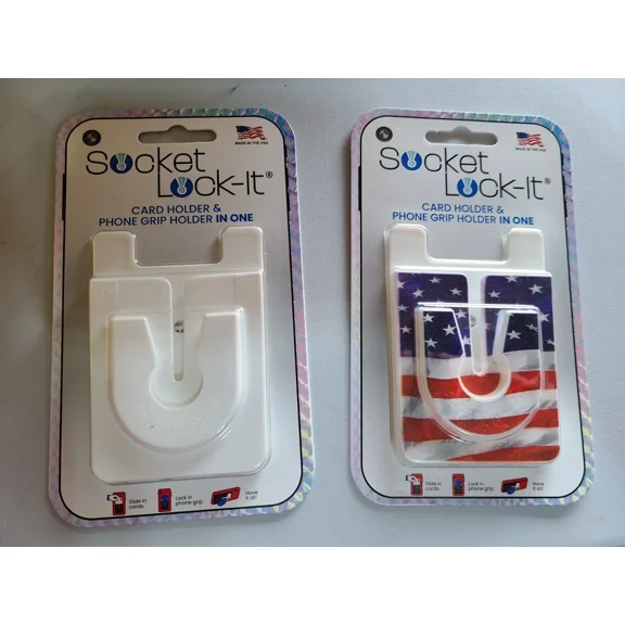 BUTTERFLY- 2 Pack Socket Lock-It, Adhesive Card Holder + Phone Grip Holder In One New