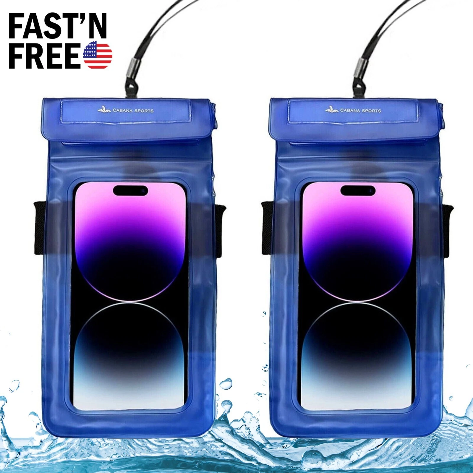 BUTTERFLY- 2 Pack Waterproof Phone Pouch Dry Bag Swimming Armband Holder Case Cover Large
