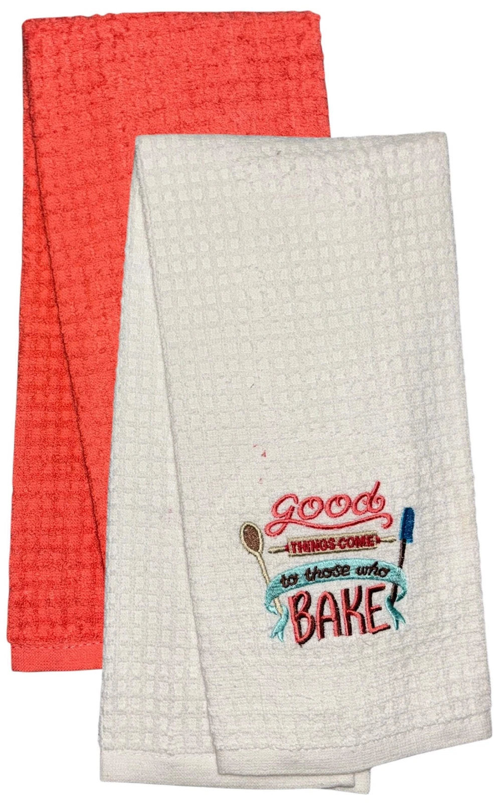 BUTTERFLY- 2 Pcs, 100% Cotton Terry Kitchen Towel - White Towel Embroidery Good Things Come