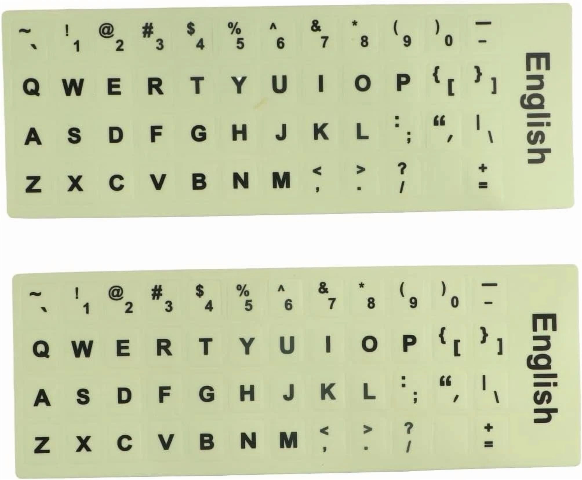 BUTTERFLY- 2 Pcs Universal English Keyboard Stickers, Glow In The Dark English Letter Ke...