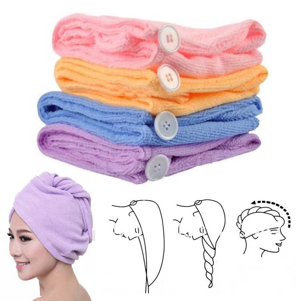 BUTTERFLY- 2 Turban Towels Twist Hair Quick Dry Microfiber Bath Towel Hair Wrap Cap Hat Spa