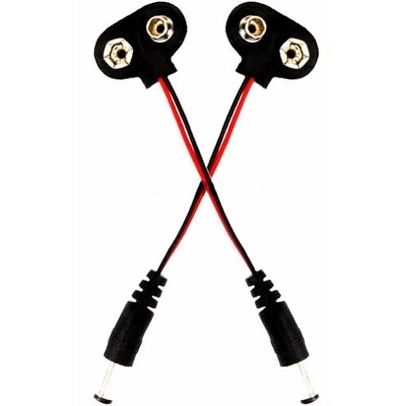 BUTTERFLY- 2 X 9V Battery Adapter Clip 2.1 X 5.5Mm Power Plug Cable To 9V Cord Electronic