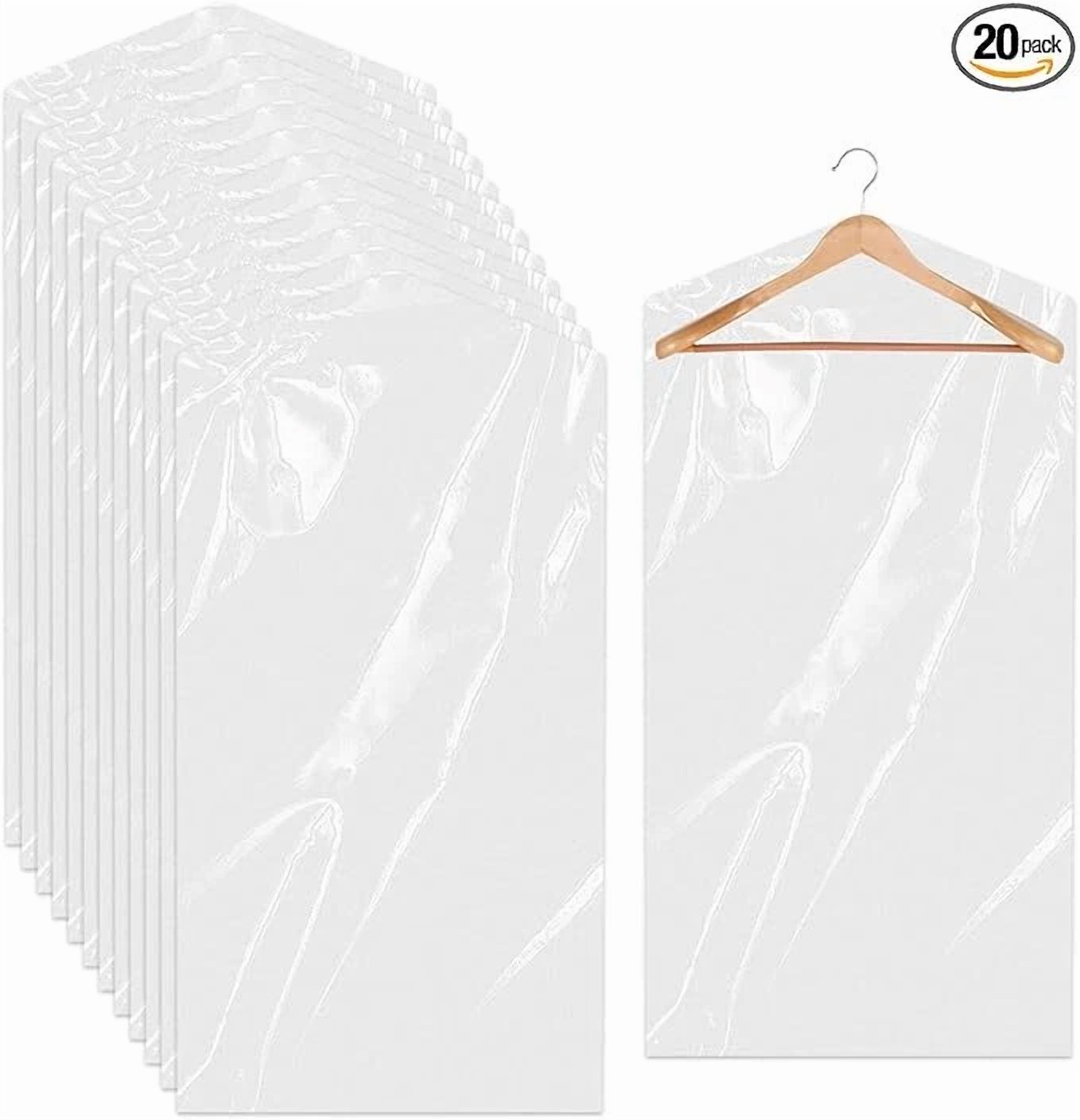 BUTTERFLY- 20 Pack Garment Bags For Hanging Clothes Plastic Garment Bags Clear Clothe Cover