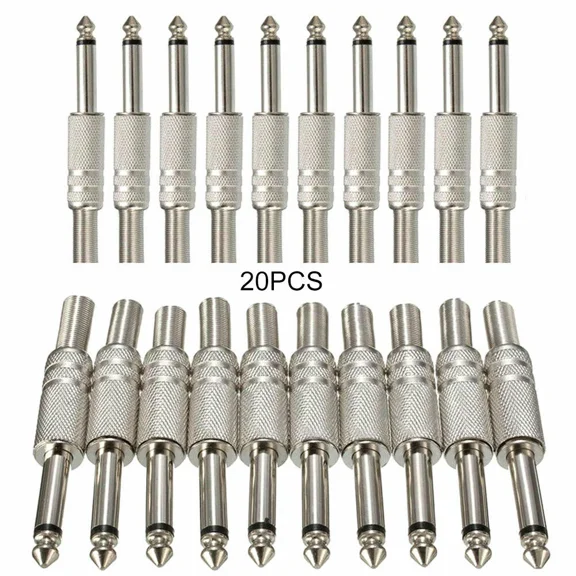 BUTTERFLY- 20Pcs 6.35Mm 1/4" Mono Ts Male Plug Solder Audio Cable Video Speaker Connector