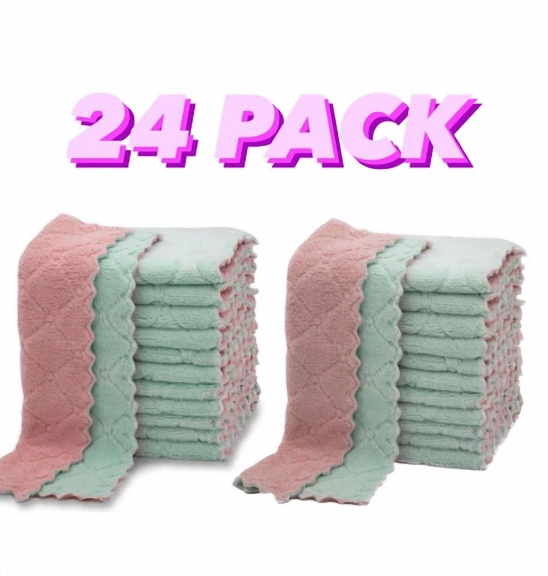 BUTTERFLY- (24 Pack) Kitchen Cloth Dish Towels, Premium Dishcloths, Super Absorbent