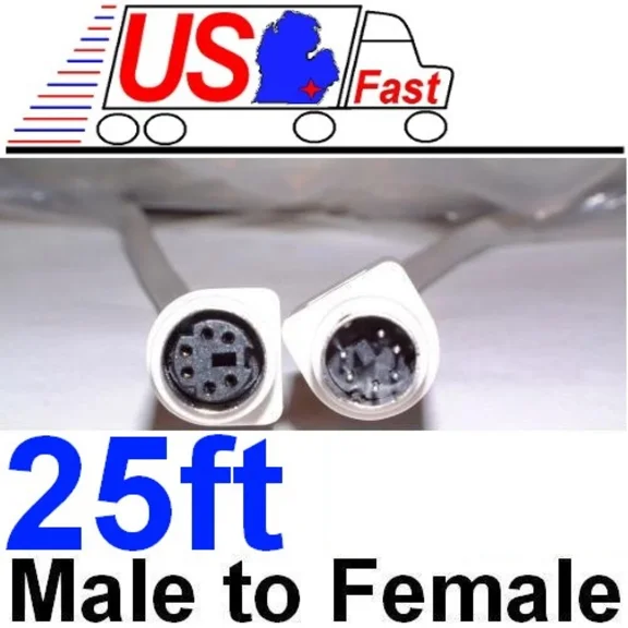 BUTTERFLY- 25Ft Long 6Pin Md/Mini Din Male~Female Extension Camera/Cam/Video/Power Cable
