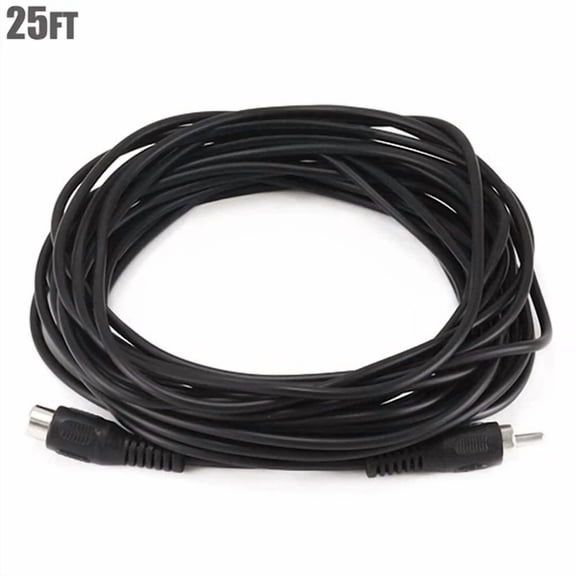 BUTTERFLY- 25Ft Rca Male To Female Audio Video Composite Cable Extension Cord Dvd Black
