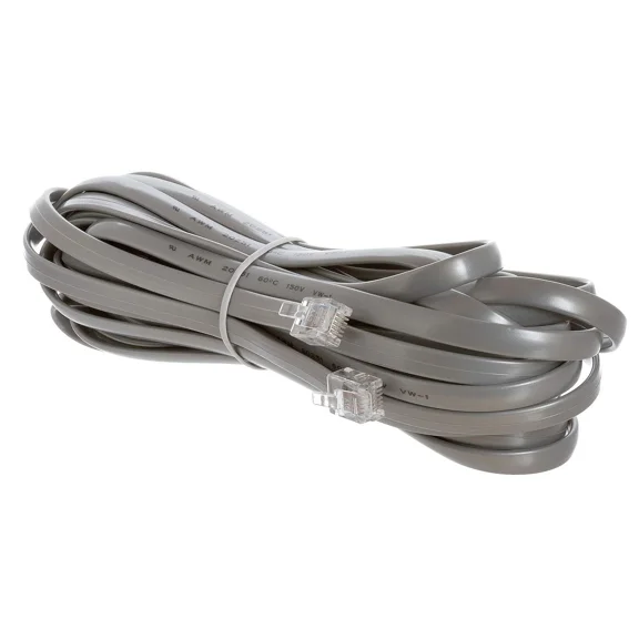 BUTTERFLY- 25Ft Rj12 Telephone Extension Cord Cable Gray For Phone Modem Fax Machine