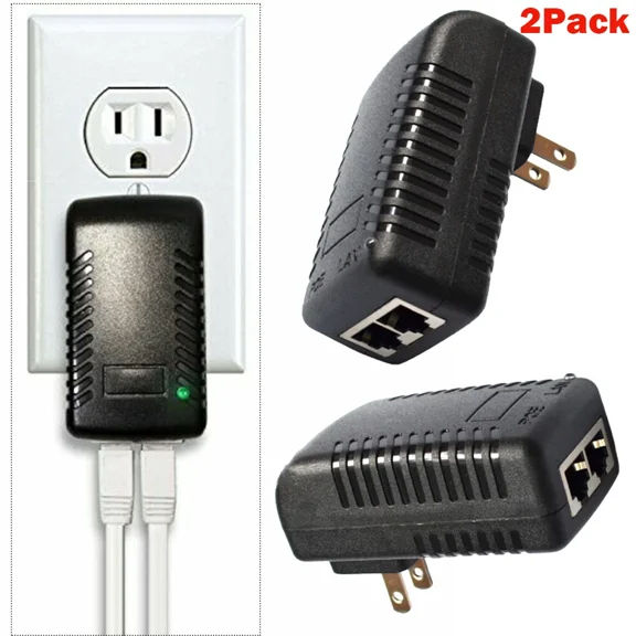 BUTTERFLY- 2Pc 12V 1A Poe Injector Power Over Ethernet Adapter For 802.3Af Ip Phone Wlan Ap