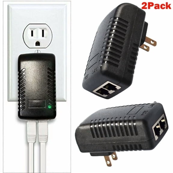 BUTTERFLY- 2Pc 12V 1A Poe Injector Power Over Ethernet Adapter For 802.3Af Ip Phone Wlan Ap