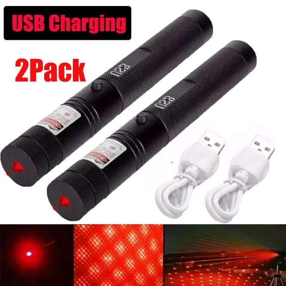 BUTTERFLY- 2Pcs Red Laserpointer Pen 650Nm Beam Light Lazer Pen Usb Rechargeable