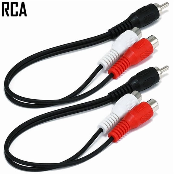 BUTTERFLY- 2X 6 Inch Rca Cable Splitter 1 Male To 2 Female Plugs M/2F Composite Audio 6''