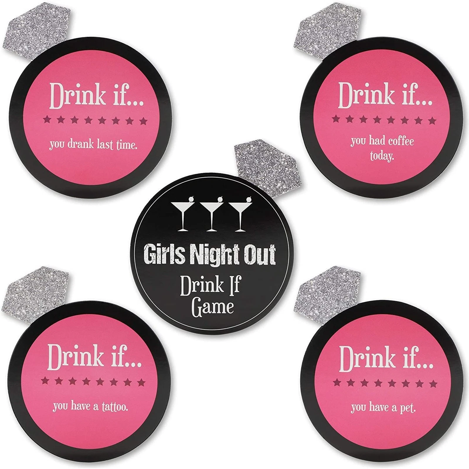 BUTTERFLY- 30 Pcs Black Pink Drink If Card Game - Bridal Shower Bachelorette Party Supplies