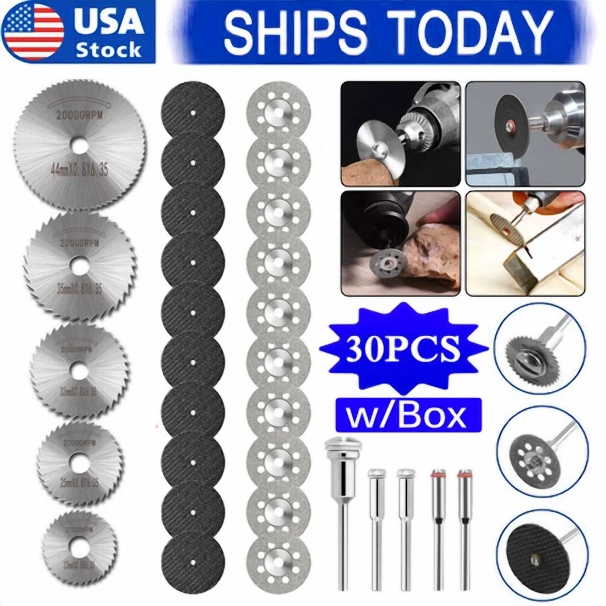 BUTTERFLY- 30Pcs Cutting Wheel Set Drill For Dremel Rotary Tool Accessories W/ 1/8" Mandrel