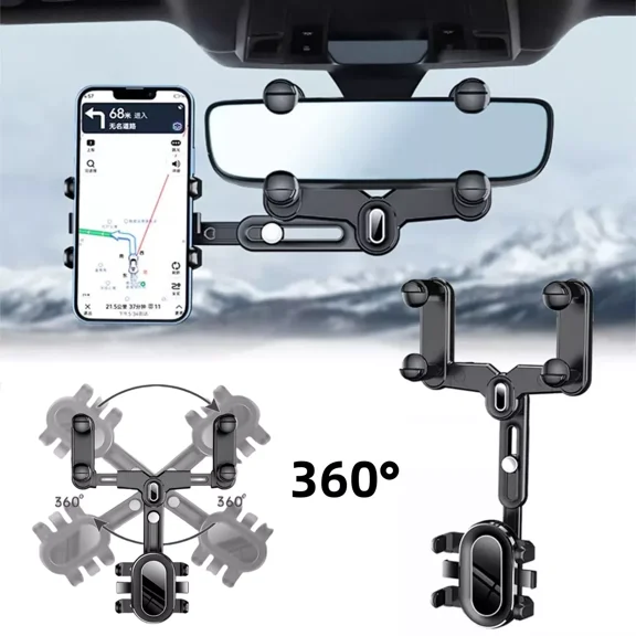 BUTTERFLY- 360 Rotatable Car Phone Holder Mount Stand Rearview Rear View Mirror Adjustable