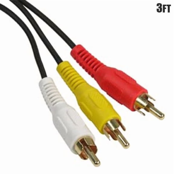 BUTTERFLY- 3Ft 3 Rca Male To Male Composite Audio Video Cable Cord Av Tv Dvd Gold Plated