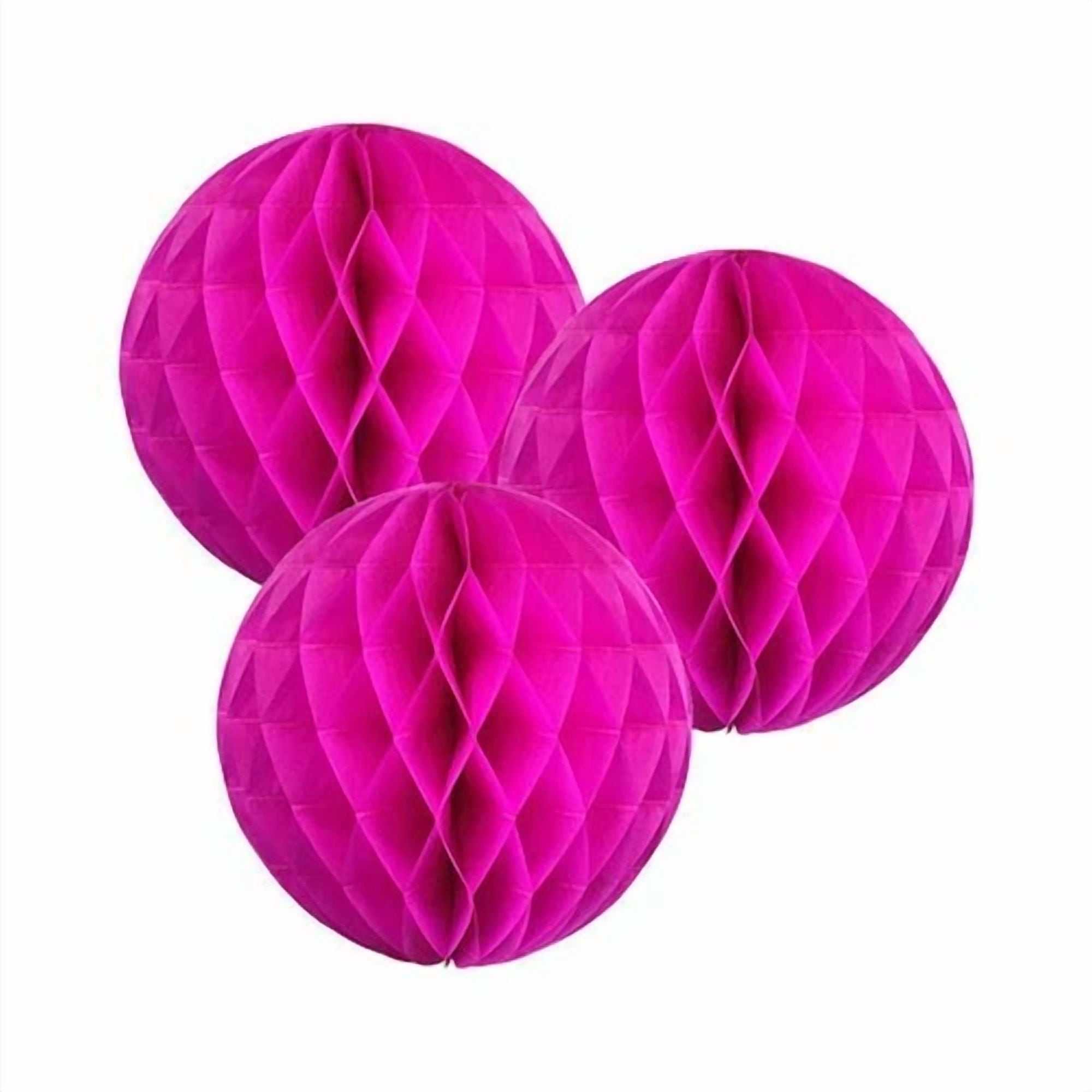 BUTTERFLY- 3X Hot Pink 12" Honeycomb Round Tissue Paper Lantern Ball Pom Poms Wedding Decor