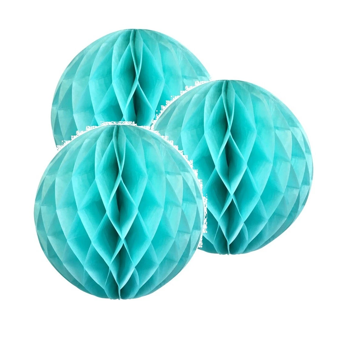 BUTTERFLY- 3X Teal 12Inch Honeycomb Round Tissue Paper Lantern Balls Pom Poms Wedding Decor