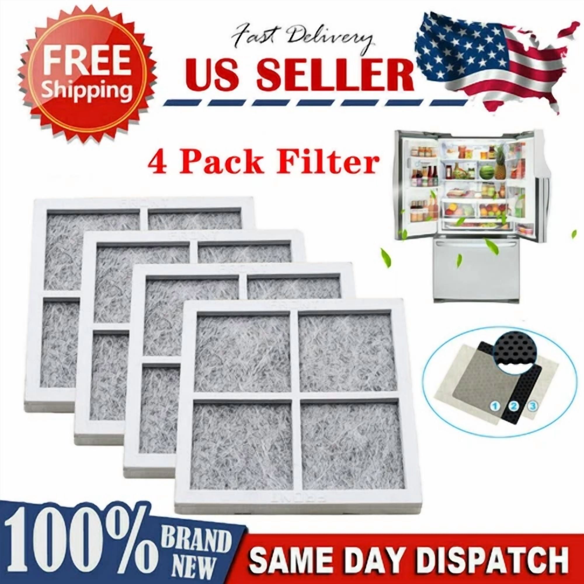 BUTTERFLY- 4 Pack For Lg Lt120F Adq73214404 Fresh Air Replacement Refrigerator Air Filter
