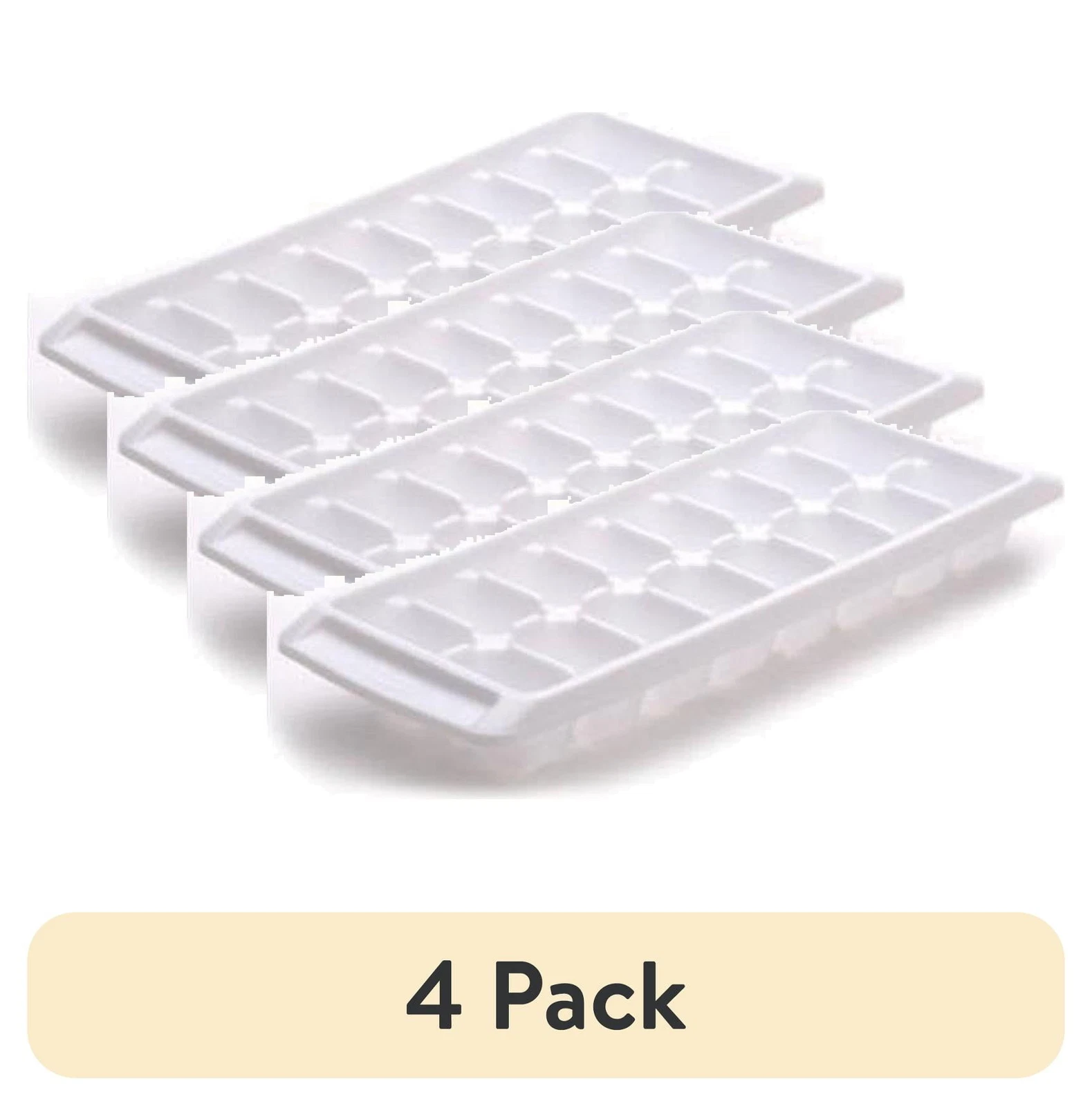 BUTTERFLY- (4 Pack) Quick Release Ice Cube Tray, Plastic, White, Rectangular