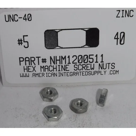 BUTTERFLY- #5-40 Hex Machine Screw Nuts Steel Zinc Plated (200)