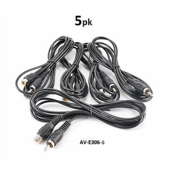 BUTTERFLY- 5-Pack 6Ft Rca Male To Female Audio Or Video Extension Cable, Av-E306-5