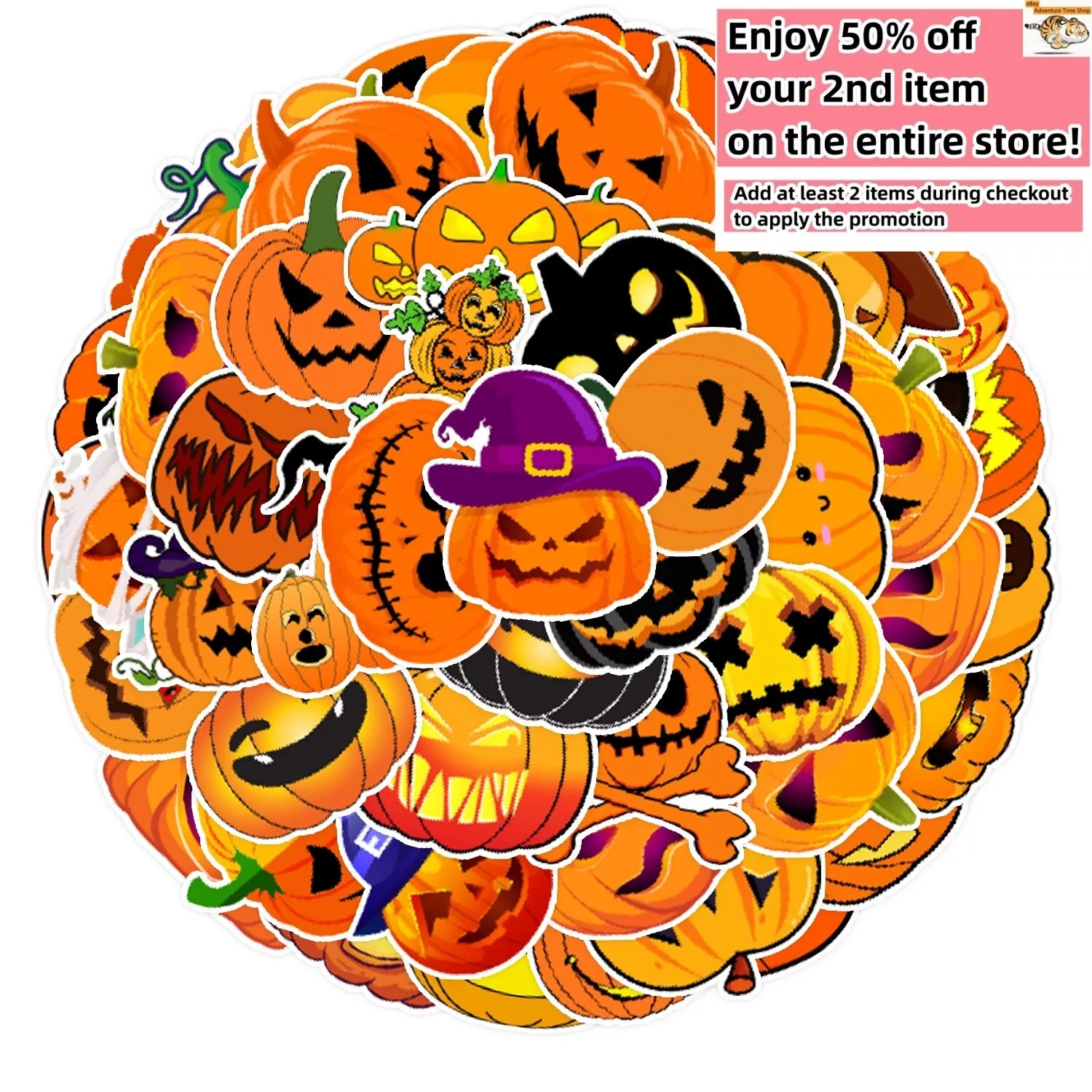 BUTTERFLY- 50Pc Waterproof Vinyl Stickers Halloween Pumpkin Luggage Phone Laptop Fridge Car