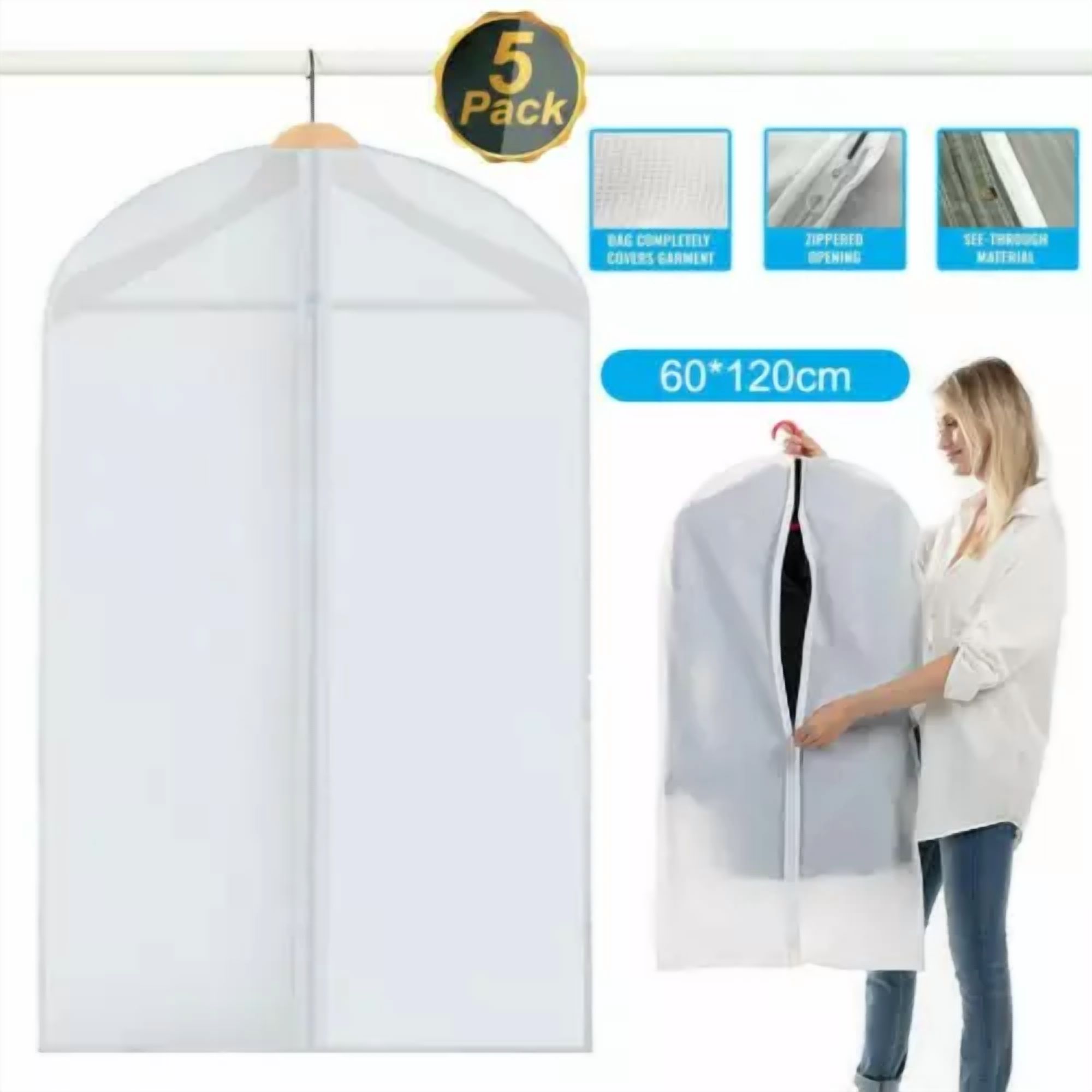 BUTTERFLY- 5Pack Garment Dust Cover Bag Suit Storage Zipper Dress Clothes Coat Protector Us