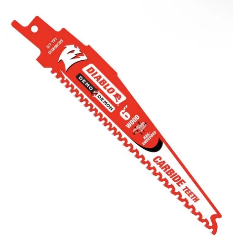 BUTTERFLY- 6 In. 5/7 Tpi Demo Demon Carbide Reciprocating Saw Blade For Nail-Embedded Wood