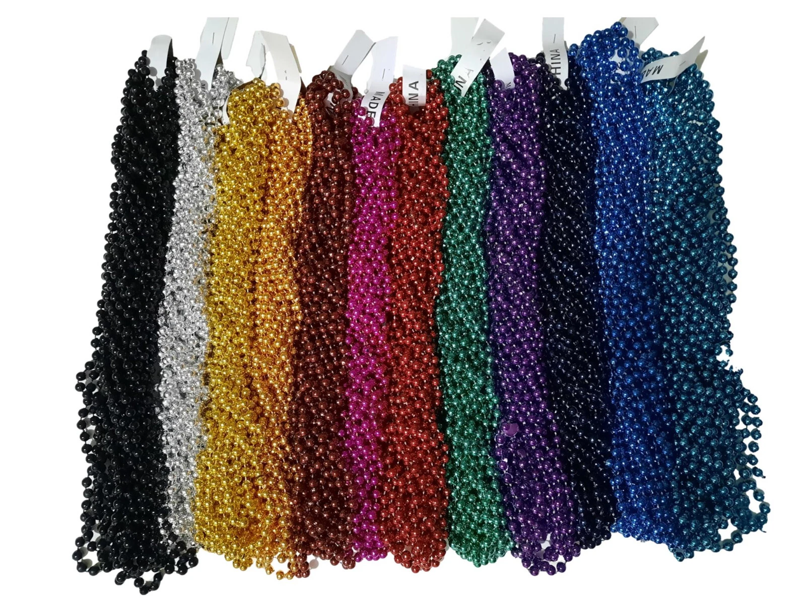BUTTERFLY- 6 Mardi Gras Beads Necklaces Choice Red Pink Blue Green Purple Gold Silver