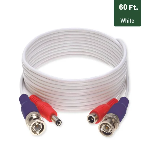 BUTTERFLY- 60 Ft Pre-Made Rg59 Siamese Cable Tvi/Ahd/Cvi Video/Power Extension 4K Cable,