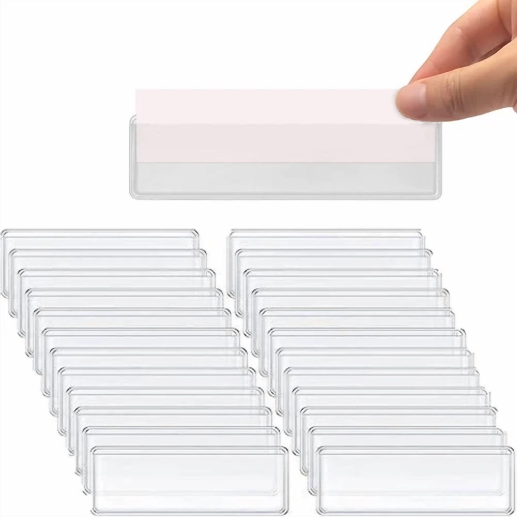 BUTTERFLY- 60 Pack Self Adhesive Label Holder Index Card Pockets Tag Holder, 1 X 4.1 Inch