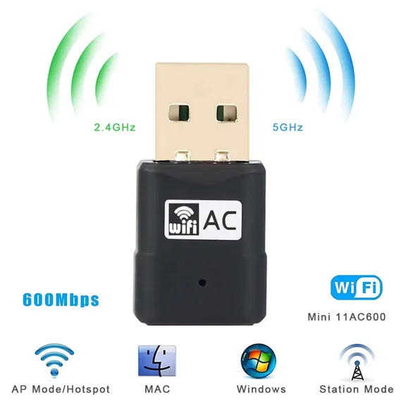 BUTTERFLY- 600 Mbps Mini Usb Wifi Adapter 802.11Ac Wireless Network Dongle For Pc Windows