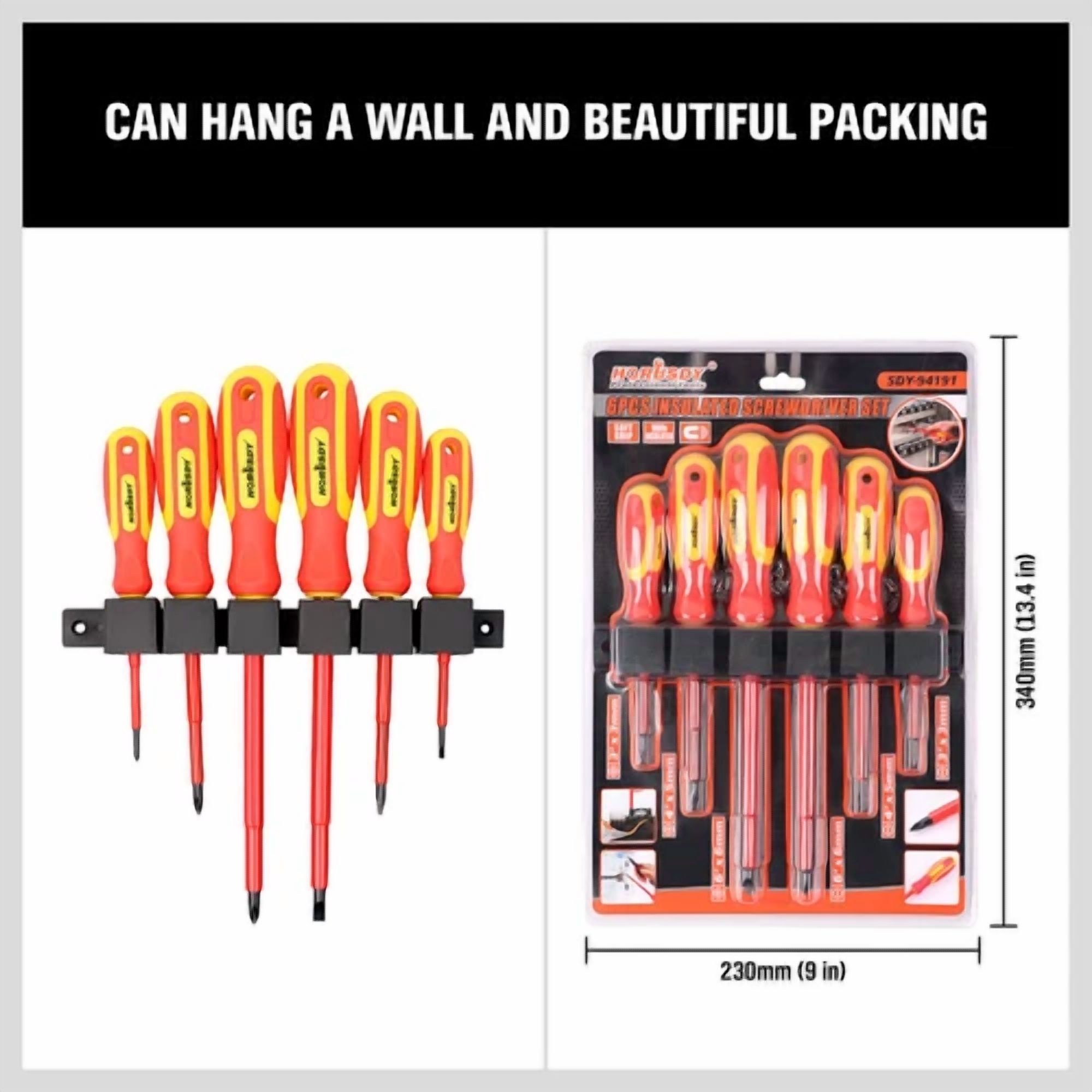 BUTTERFLY- 6Pc 1000V Insulated Screwdriver Set Magnetic Tips Electrician Slotted Phillips