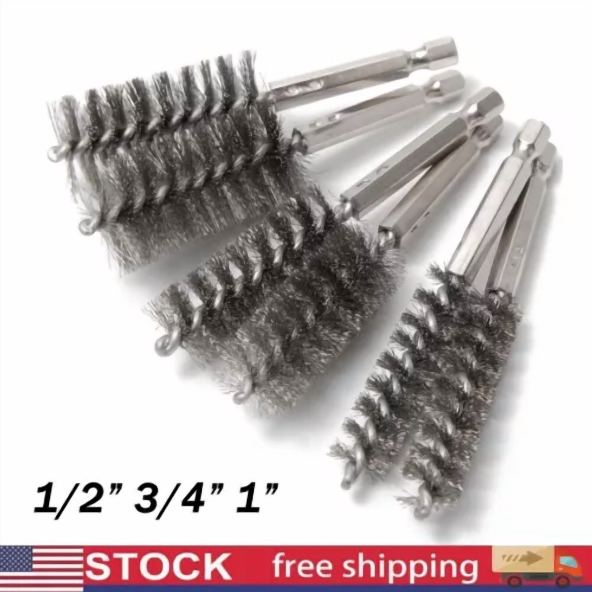 BUTTERFLY- 6Pcs Copper Tube Pipe Cleaner, Stainless Steel Wire Bore Brushes For Power Drill