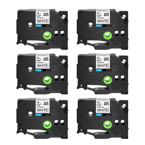 BUTTERFLY- 6Pk Tze231 Tz231 Black On White Label Tape For Brother P-Touch Pt-1280 1/2" 12Mm