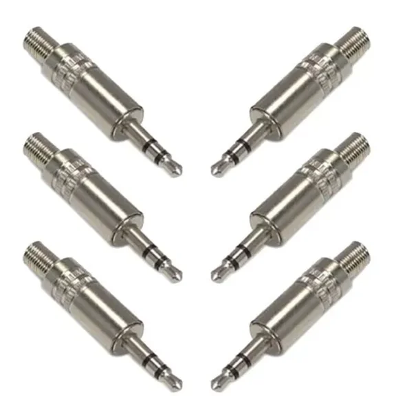 BUTTERFLY- 6X 3.5Mm 1/8" Metal Plug With Strain Relief Metal Housing Stereo Audio Connector