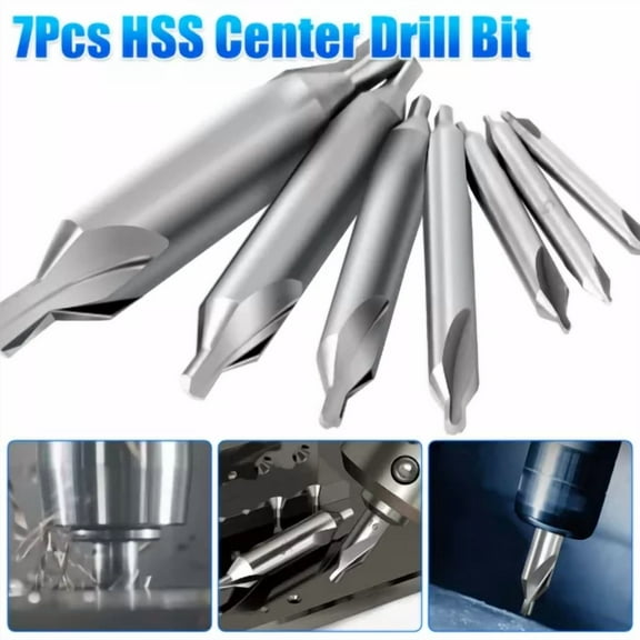 BUTTERFLY- 7Pcs Center Drill Countersink Pilot Bits Set 60-Degree Angle Metalworking Tools