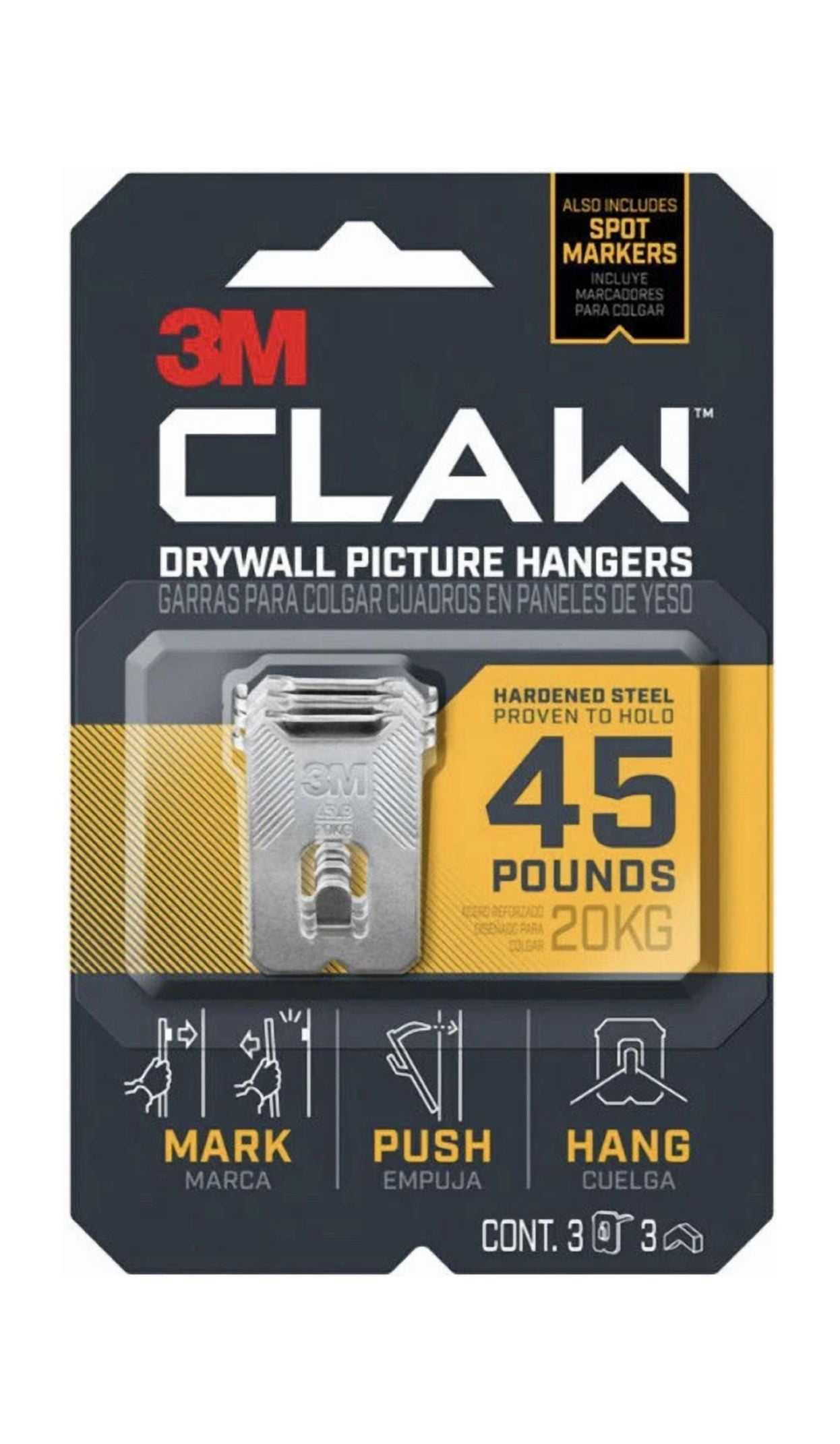 BUTTERFLY- (8) 3M Claw Drywall Picture Hangers 45 Lb. / 3-Pack -