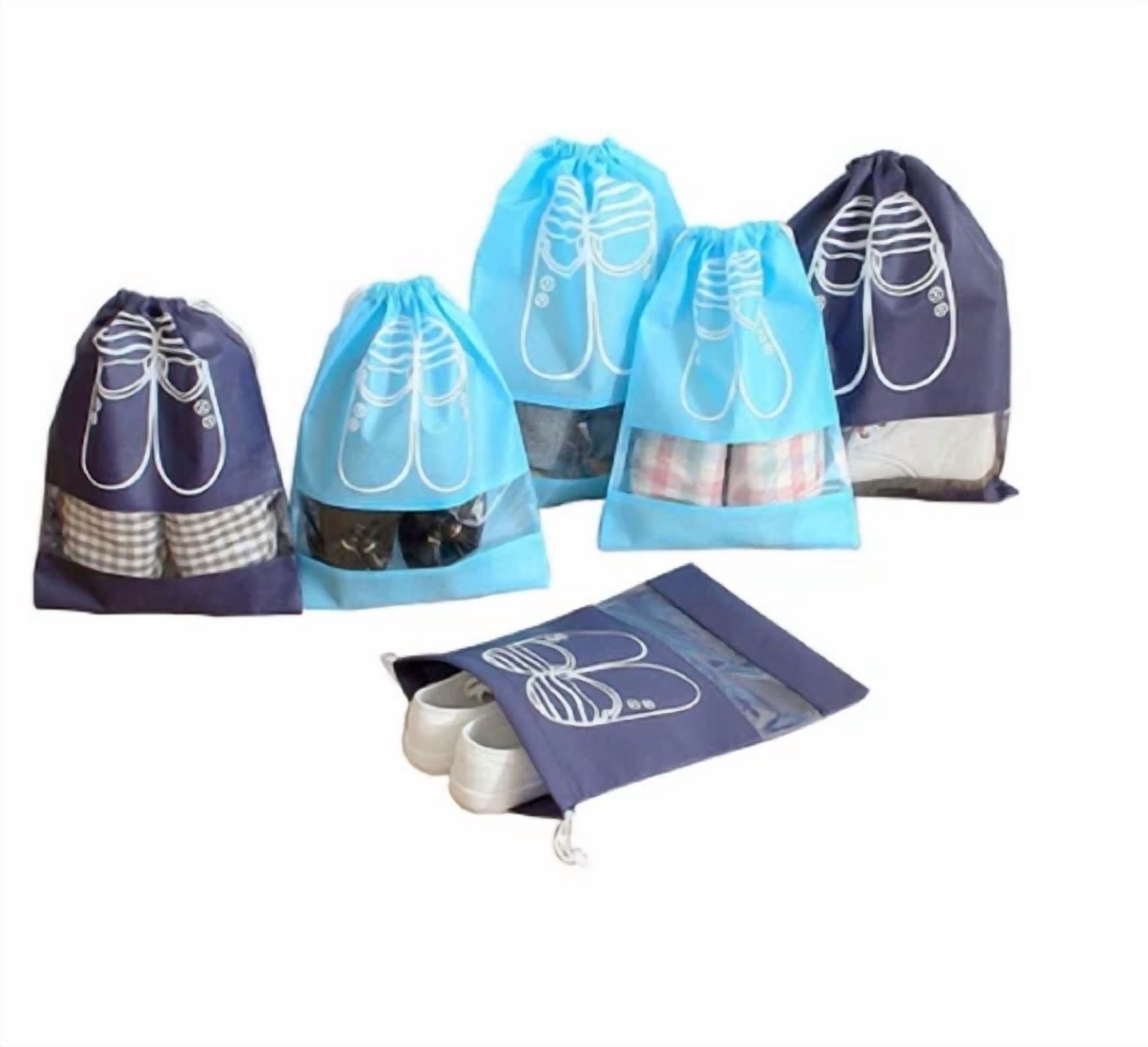 BUTTERFLY- 8-Piece Travel Shoe Bag Set – Dust-Proof Drawstring Pouch Organizer For Luggage