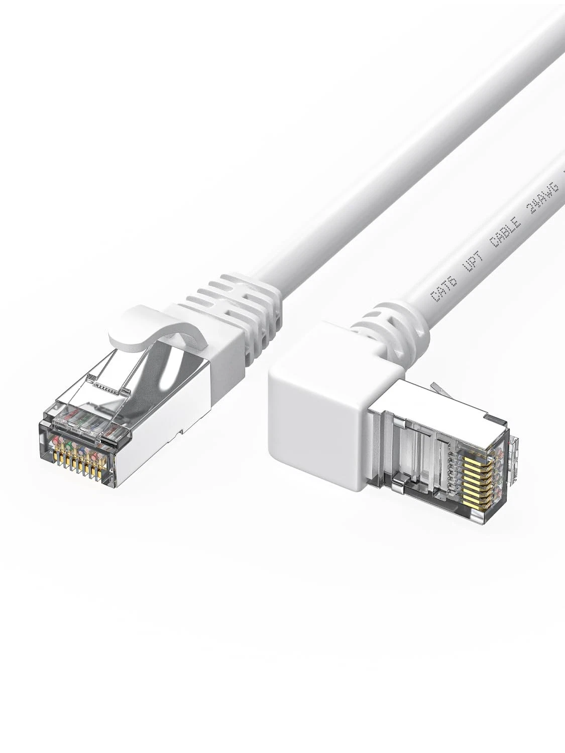 BUTTERFLY- 90 Degree Cat6 Ethernet Cable Right Angle Upward Angled White 3.3Ft, Up