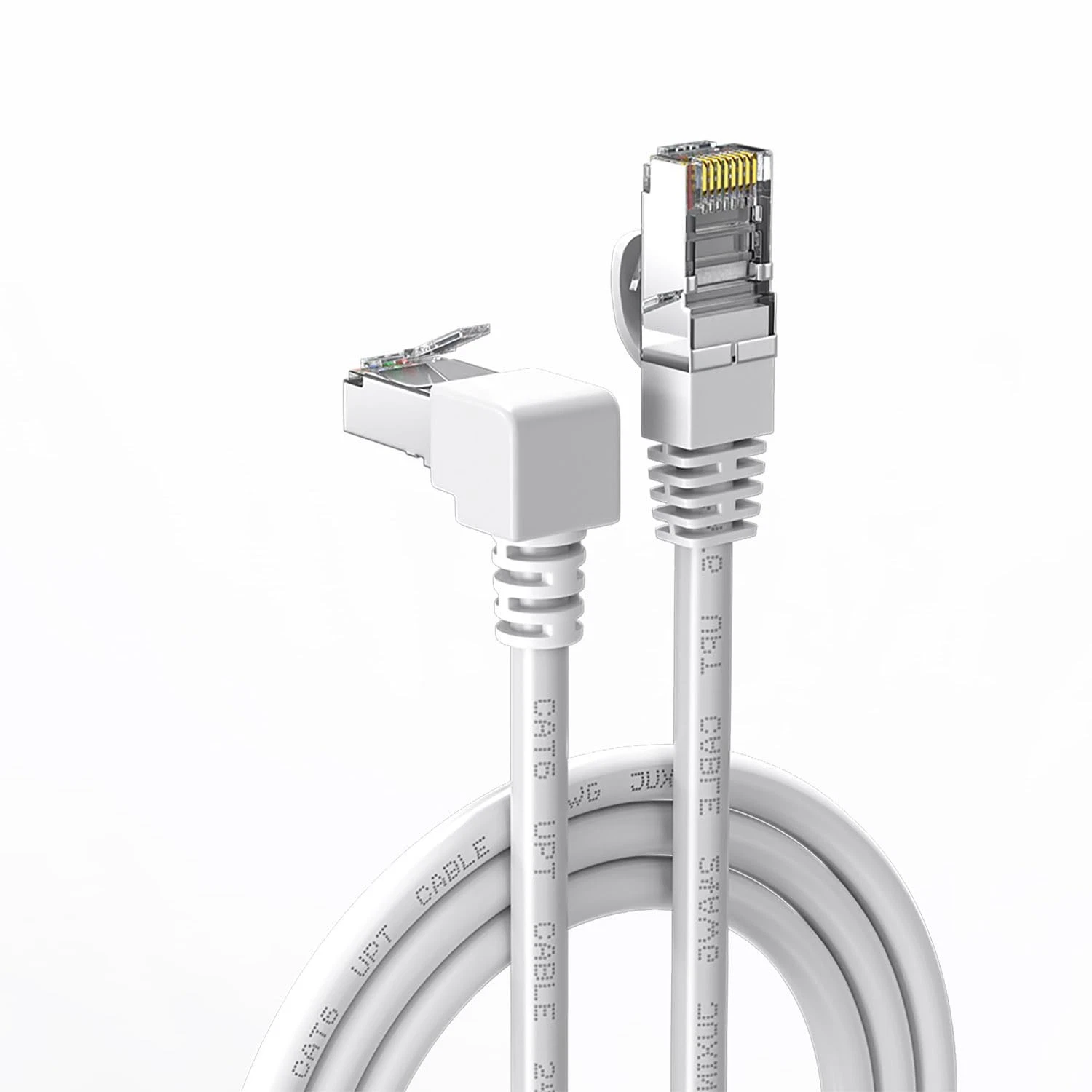 BUTTERFLY- 90 Degree Cat6 Ethernet Cable White 3Ft Right Angle Cat 6 3.3Ft, Down