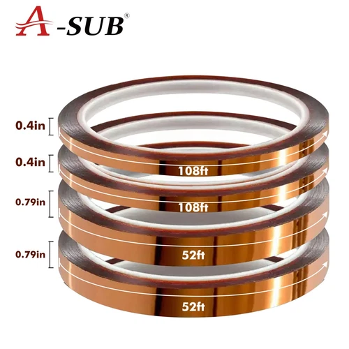 BUTTERFLY- A-Sub 4 Rolls Polyimide High Temperature Tapes Heat Resistant Kapton 10Mm, 20Mm
