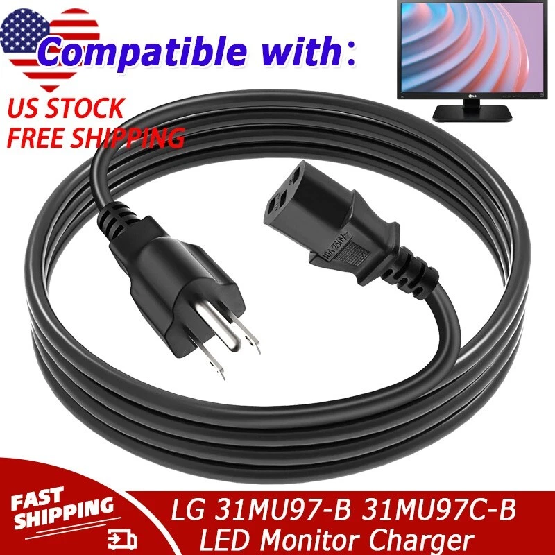 BUTTERFLY- Ac Power Cord Cable For Lg 31Mu97-B 31Mu97C-B 24Gm77-B 24Mb65Py-I Led Monitor