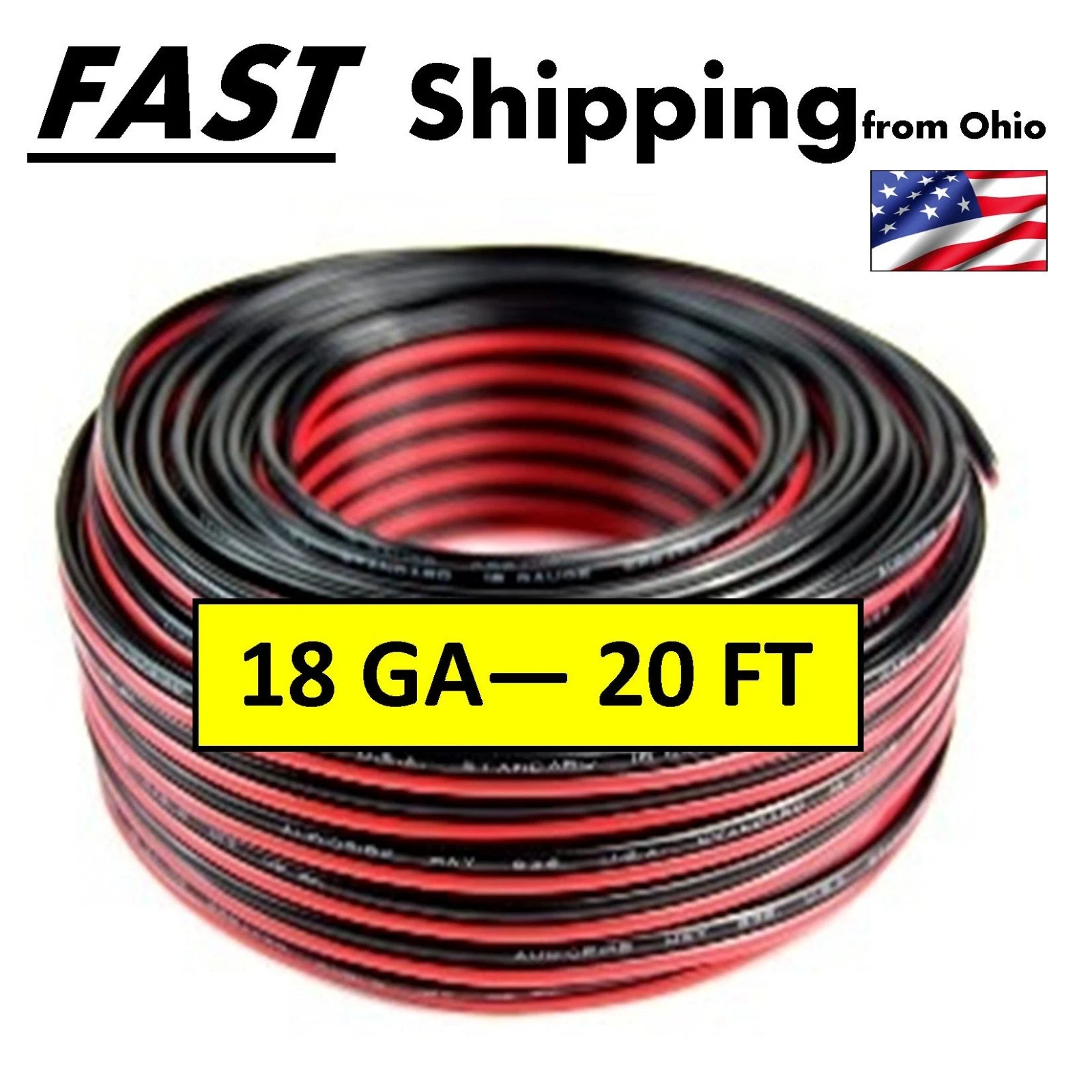 BUTTERFLY- Audiopipe 20' Feet 18 Ga Gauge Red Black 2 Conductor Speaker Wire Audio Cable