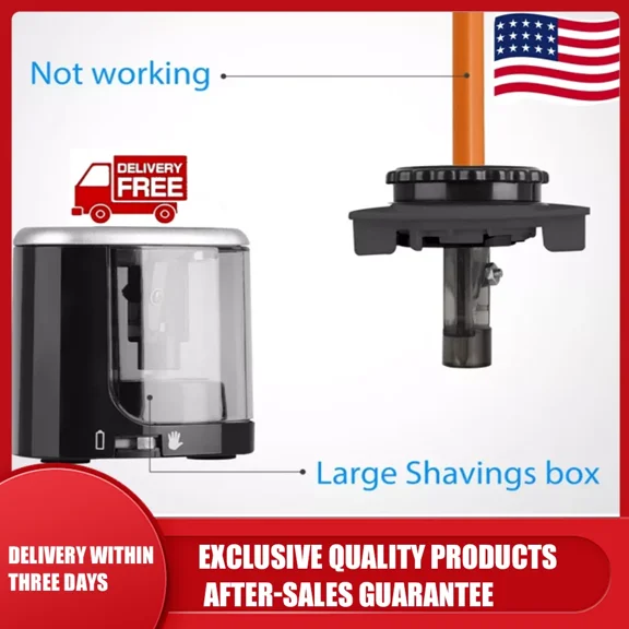 BUTTERFLY- Automatic Electric Pencil Sharpener Helical Blade Black Fast Sharpen Easy Use
